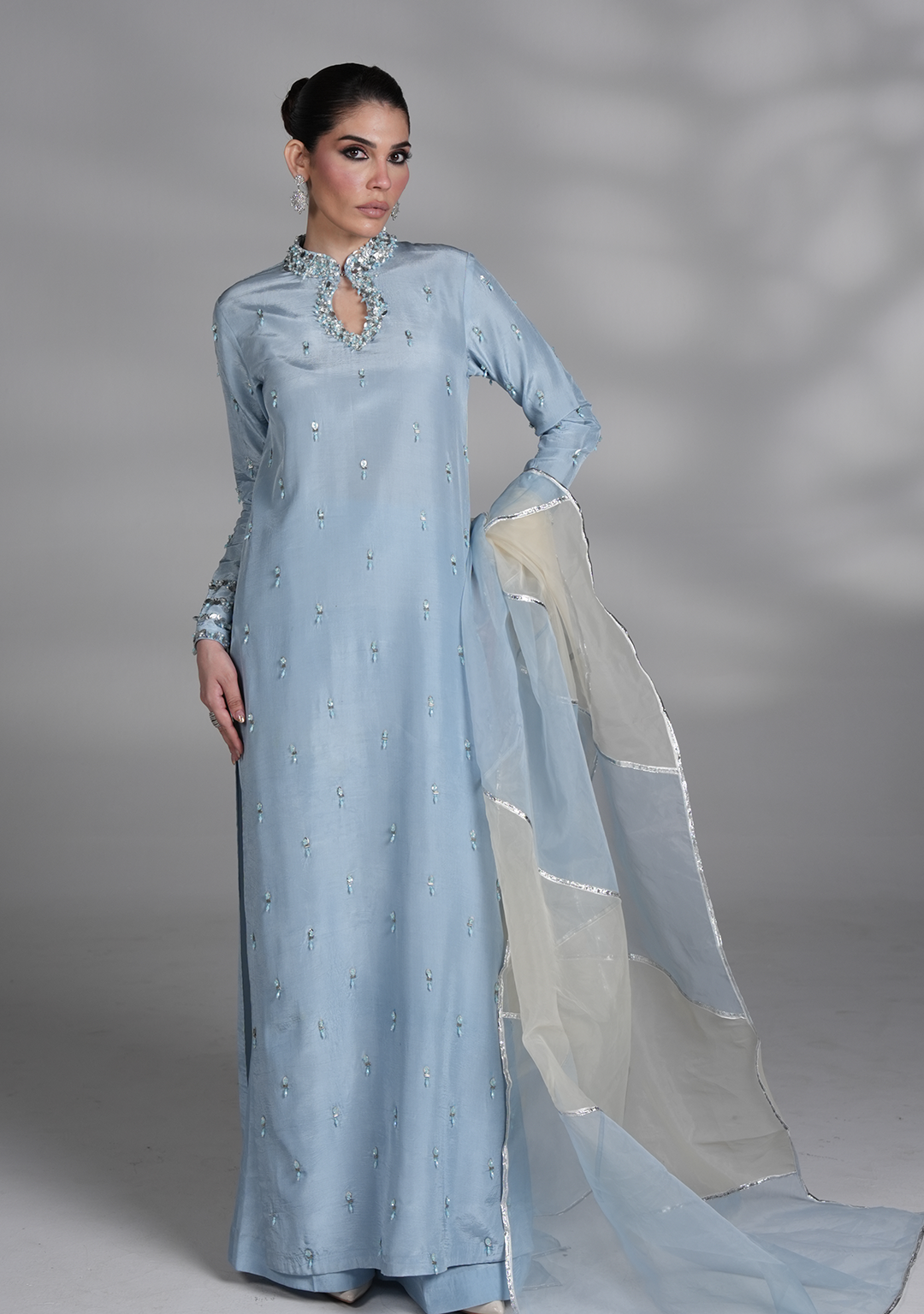 Ice Blue Silk Dress
