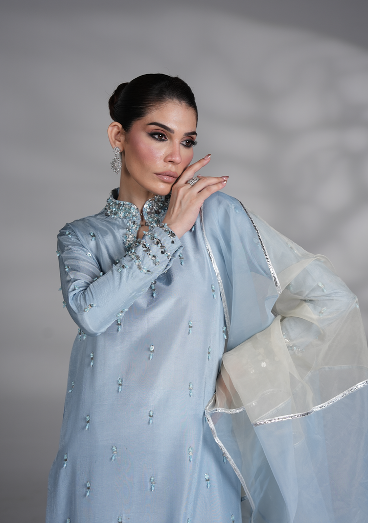 Ice Blue Silk Dress